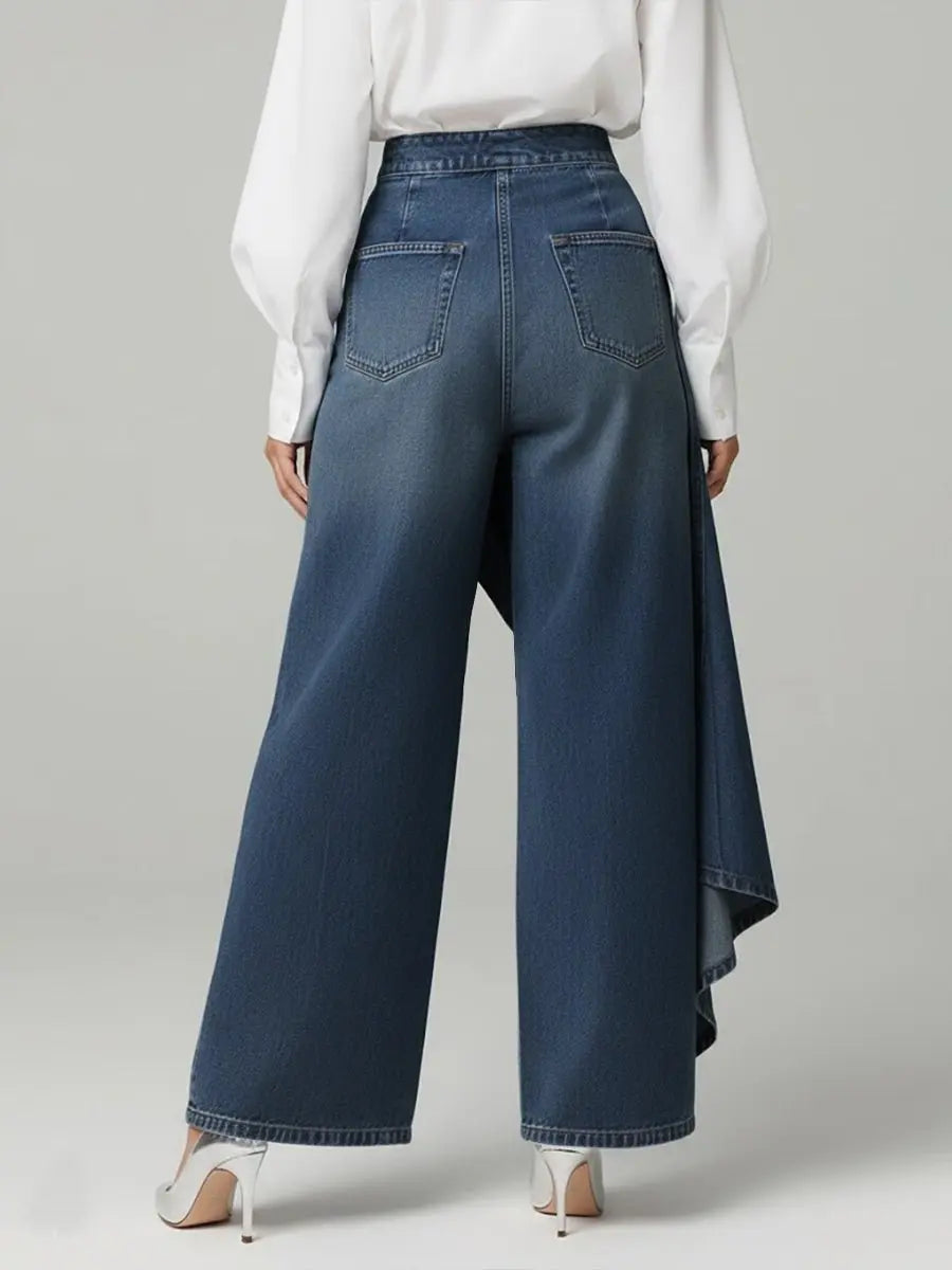 Sidonie wide leg denim trousers button front, alternate view