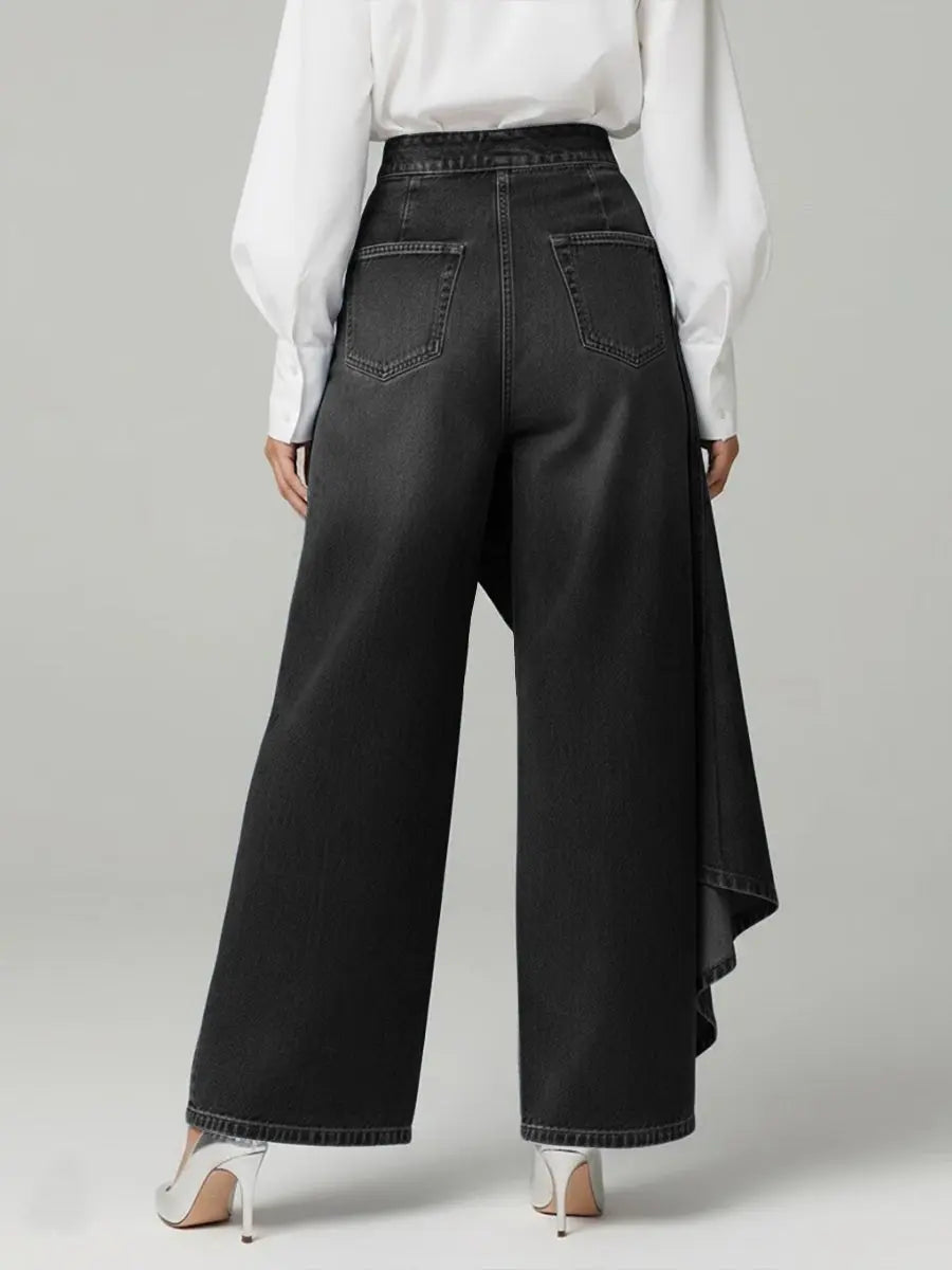 Sidonie wide leg denim trousers button front, alternate view