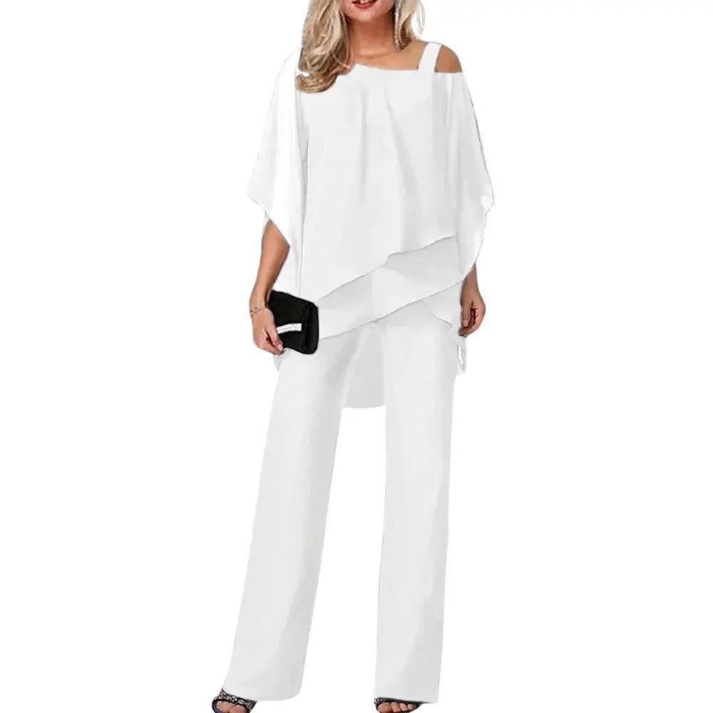 Sienna chiffon overlay cargo trouser set batwing sleeves, alternate view