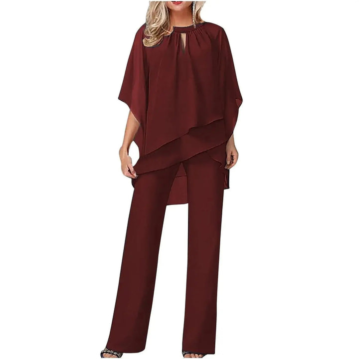 Sienna chiffon overlay cargo trouser set batwing sleeves, alternate view