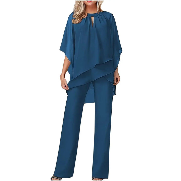 Sienna chiffon overlay cargo trouser set batwing sleeves, alternate view