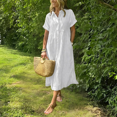 Evelyn Grace Striped Shirtdress