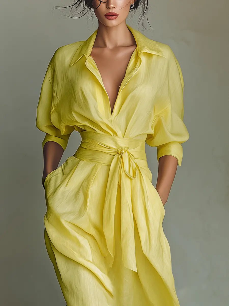 Vivian | Tie-Waist Linen Maxi Dress