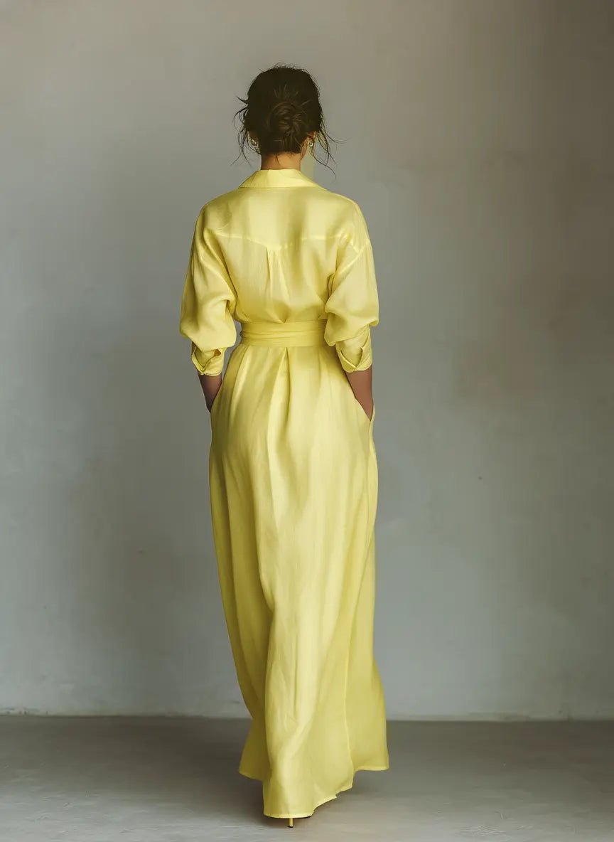 Vivian | Tie-Waist Linen Maxi Dress