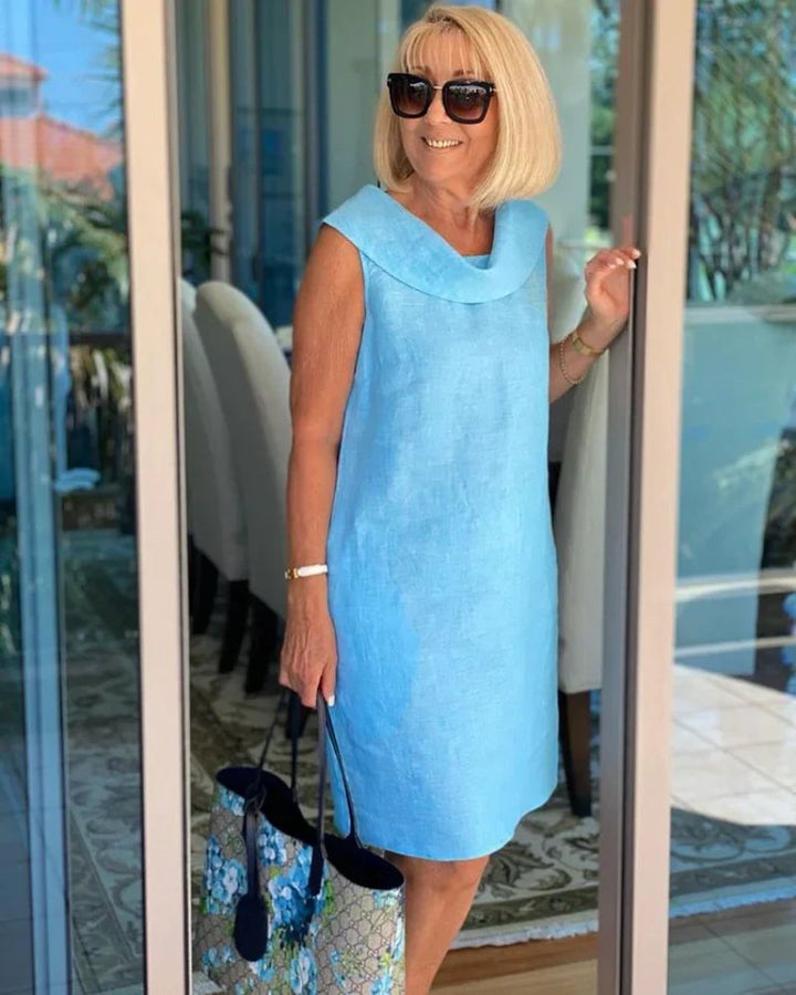 Adelaide | Wide-Neck Linen Shift Dress