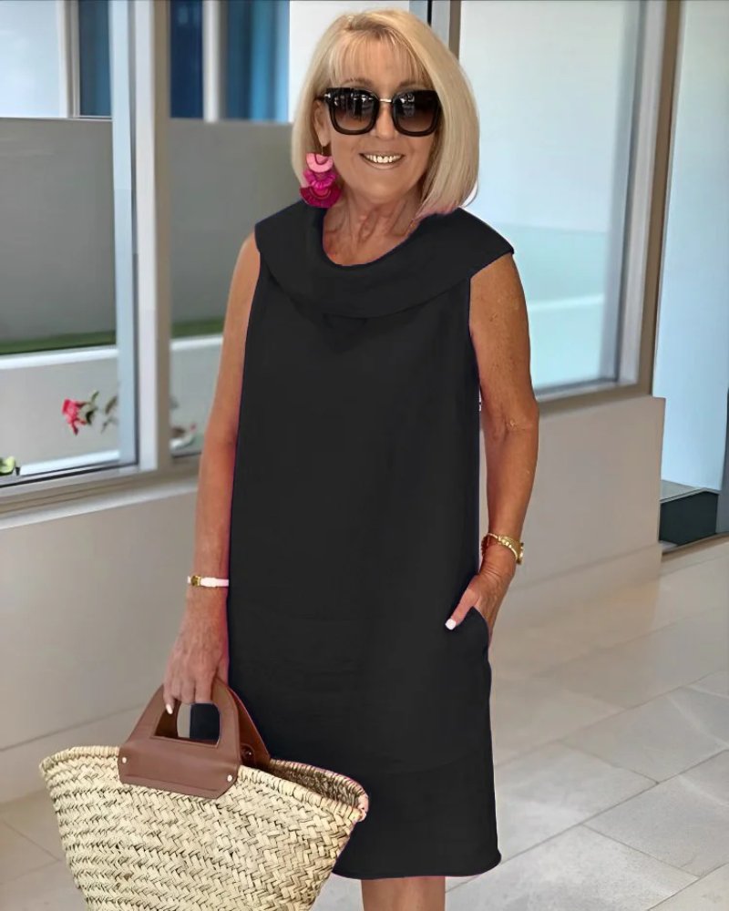 Adelaide | Wide-Neck Linen Shift Dress