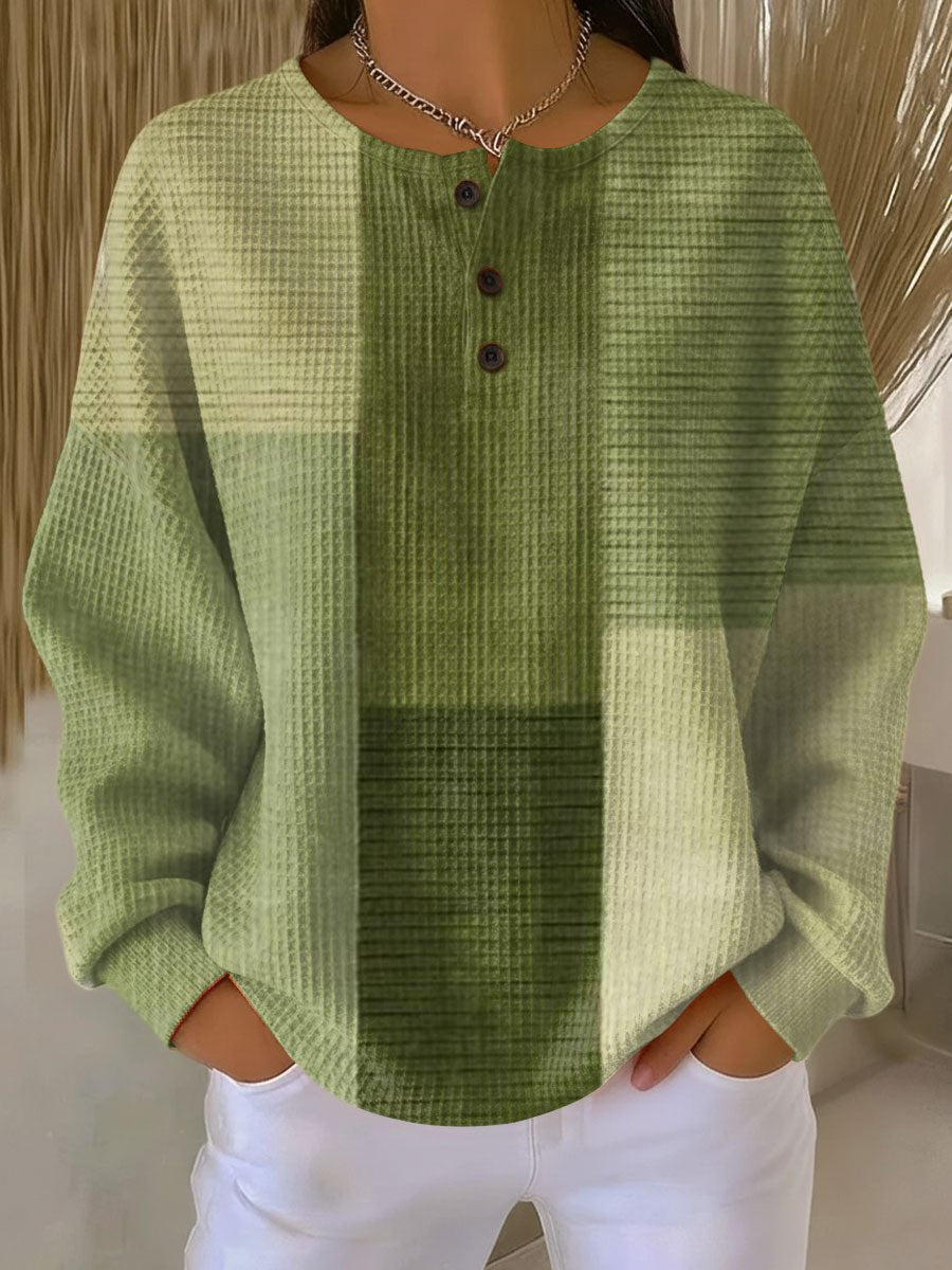 Genevieve | Waffle Knit Henley Top